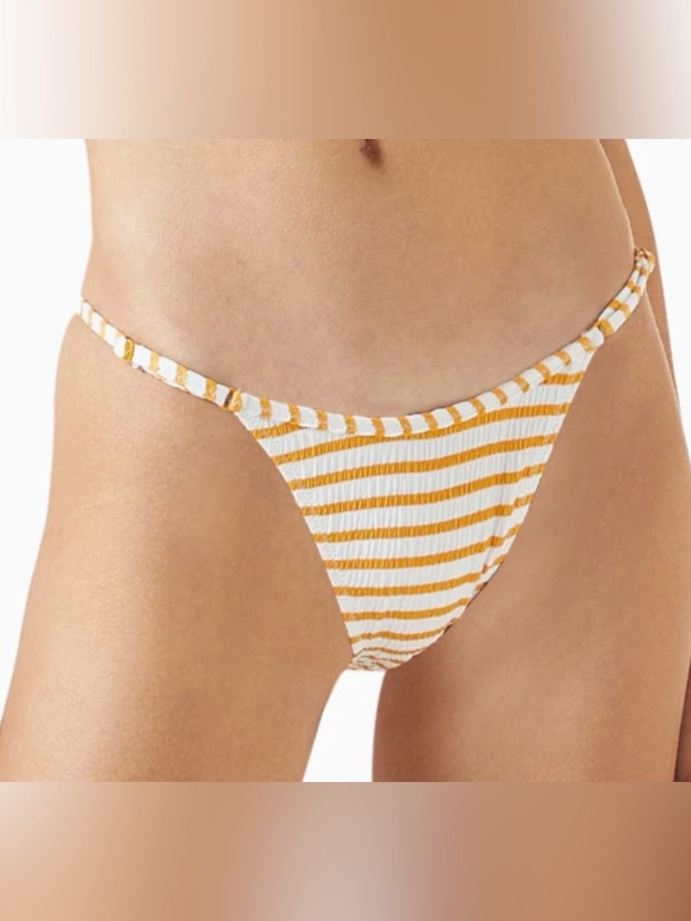 Tropic Of C Luna White/Orange Striped Bikini Bottoms - Size M - NWOT